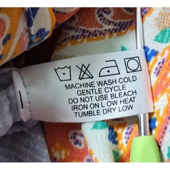 Cynthia Rowley Tunic Blouse 1X Paisley Boho V-neck Stretch Comfort Pullover Blue - Picture 7 of 12